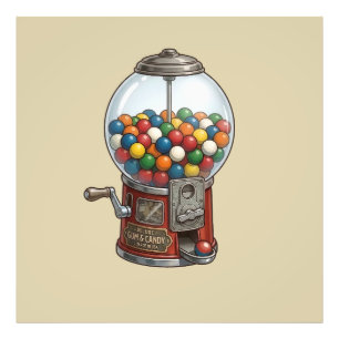 Impression Photo Machine à chewing-gum rouge vintage et bonbons col