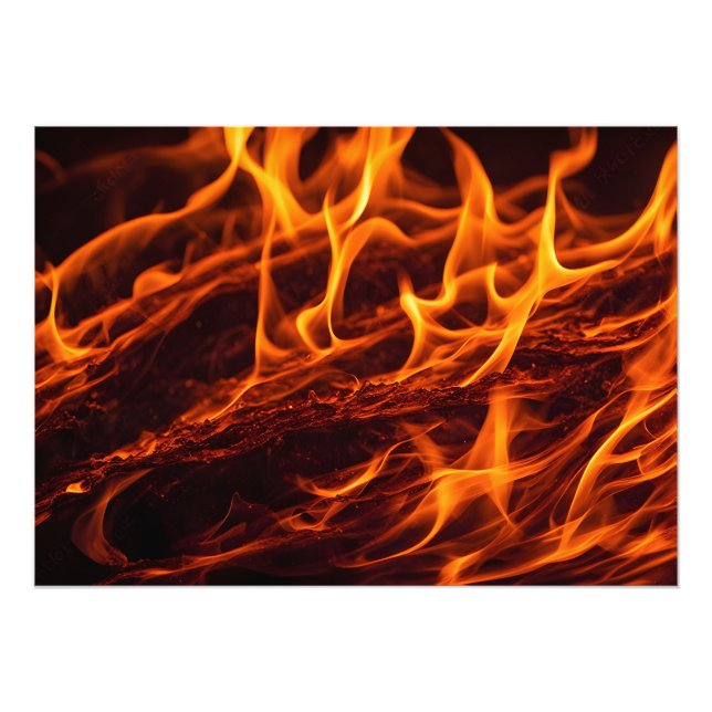 Impression Photo Macro de flamme de feu dans la cheminée (Devant)