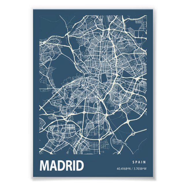Impression Photo Madrid - Espagne Plan ville (Devant)