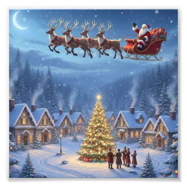 Impression Photo Magic in the Midnight Sky-Christmas Village Print (Devant)