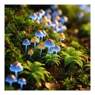 Impression Photo Magical Bioluminescent Fungi - Deep Forest