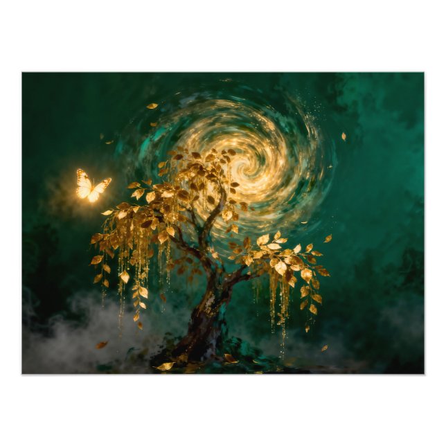 Impression Photo Magical Tree with Butterfly and Swirling Galaxy (Devant)