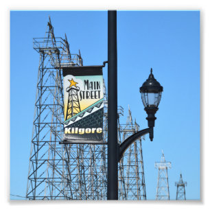 Impression Photo Main Street, Kilgore, Texas, Derricks à pétrole