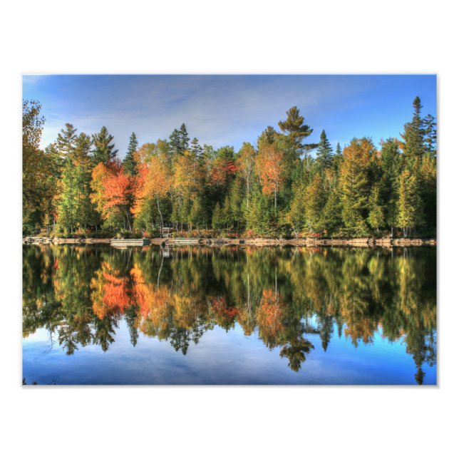 Impression Photo Maine Automne automne Foliage Lake Réflexions (Devant)