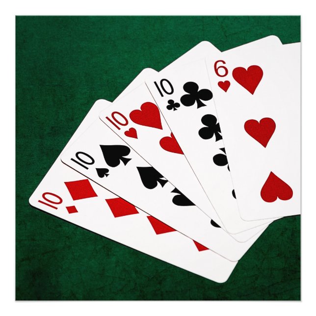 Impression Photo Mains de Poker - Carré - Dix et Six (Devant)