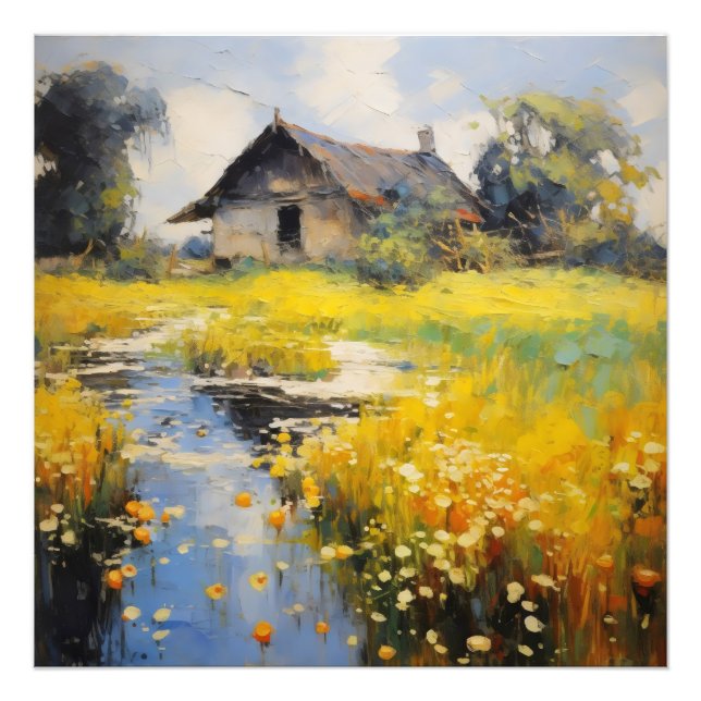 Impression Photo Maison ancienne campagne impressionnisme (Devant)