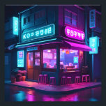 Impression Photo Maison de café néon coréenne LoFi Art<br><div class="desc">Un café coréen cosy à Séoul, illuminé par de petites lumières néon, avec une ambiance artistique de style lofi.</div>