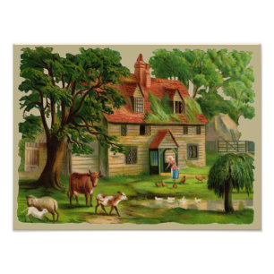 Impression Photo Maison de Ferme et Jardin de Campagne