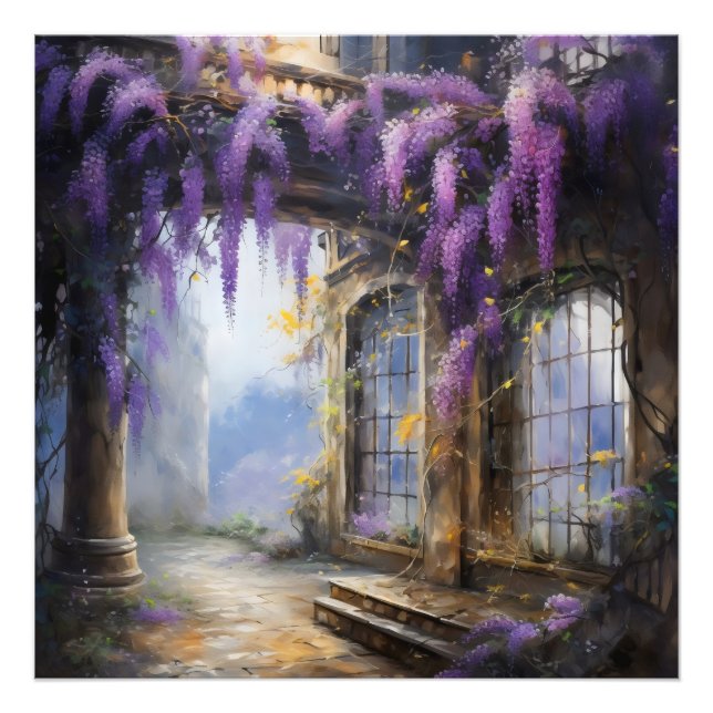 Impression Photo Maison de fleurs violettes (Devant)