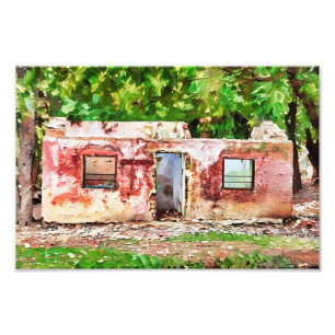 Impression Photo Maison rustique abandonnée au milieu de la forêt v