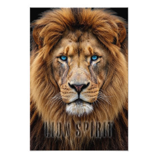 Impression Photo Majestic Lion Face with Blue Eyes | Wildlife Anima