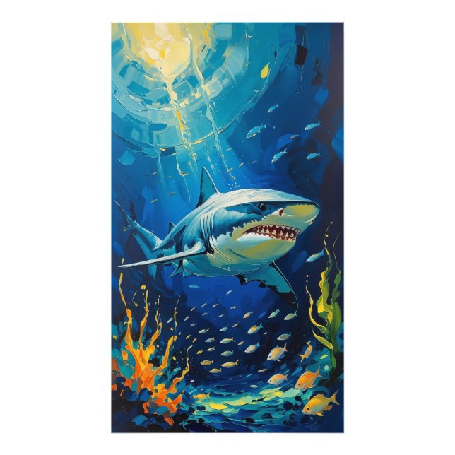 Impression Photo Majestic Shark sous l'eau Vibrant peinture P (Devant)