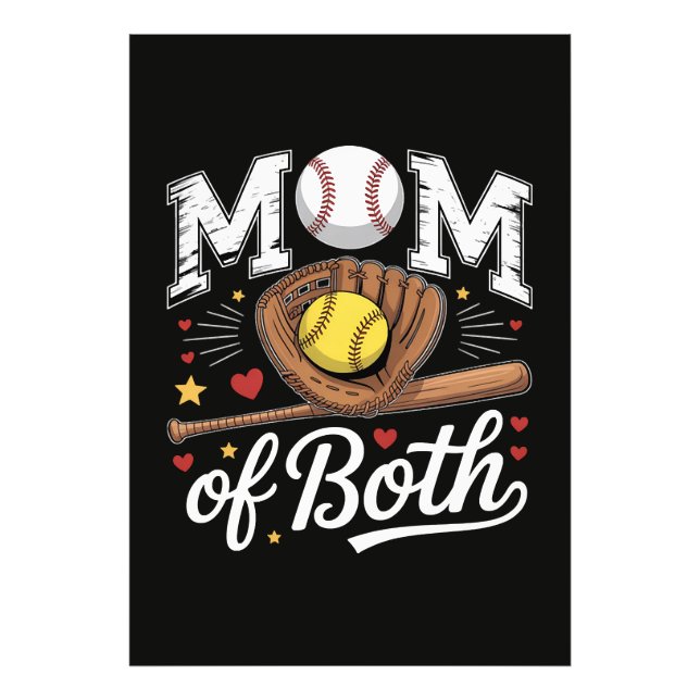 Impression Photo Maman de deux Baseball Softball de jour de match  (Devant)