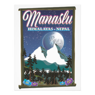 Impression Photo Manaslu Himalayas Népal carte de l'affiche