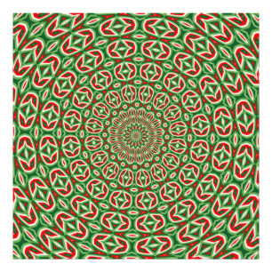 Impression Photo Mandala de Noël bicolore vert et rouge et blanc