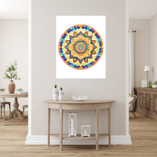 Impression Photo Mandala Flower Magic Blue Aquarelle