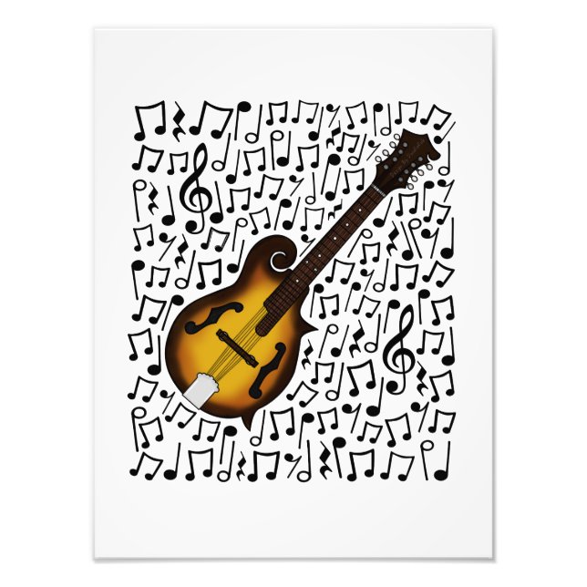 Impression Photo Mandolin Notes musicales Mandolinist Folk Musicien (Devant)
