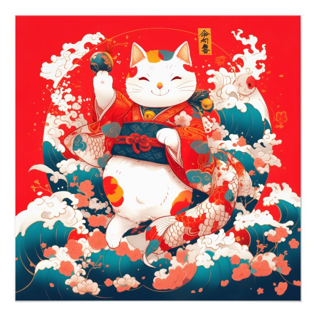 Impression Photo Maneki-Neko, Chat japonais chanceux (Devant)