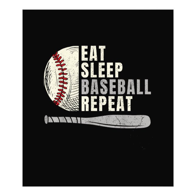 Impression Photo Mangez Sleep Baseball Répéter Funny Baseball Playe (Devant)