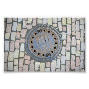 Impression Photo Manhole Cover, Château de Prague, République tchèq