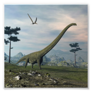 Impression Photo Marche de Mamenchisaurus dinosaure -rendu 3D