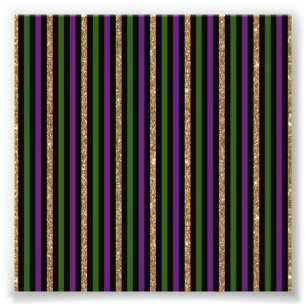 Impression Photo Mardi Gras Lignes Verticales Paillettes Dorées NOL