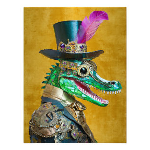 Impression Photo Mardi Gras Steampunk Party Animal Alligator