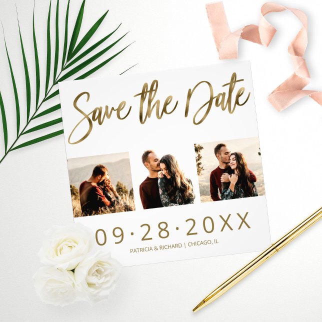 Impression Photo Mariage à petit budget Enregistrez la date 3 Colla (Créateur téléchargé)