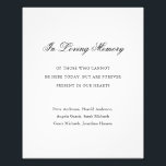 Impression Photo Mariage traditionnel noir et blanc Formal élégant<br><div class="desc">Impression photo simple signe de mariage mémorial avec un design noir et blanc minimal avec le titre "In Loving Memory" dans une calligraphie élégante. Voici votre message et le nom de vos proches dans une police serif traditionnelle. Ce design est parfait pour un mariage formel.</div>