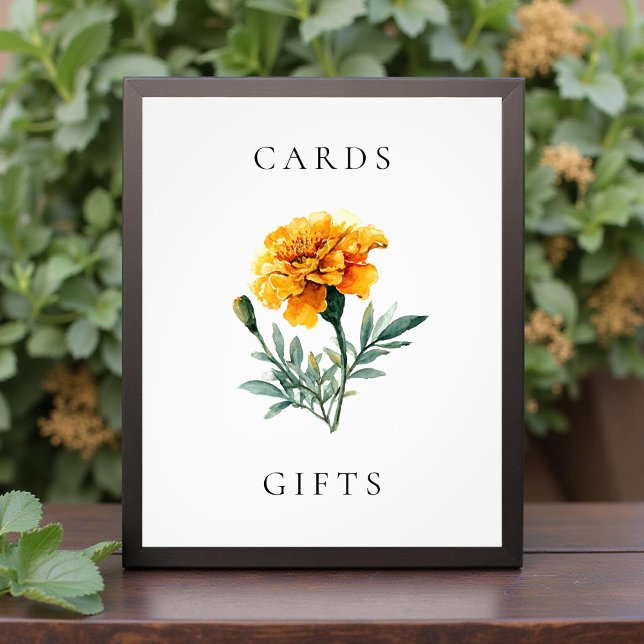 Impression Photo Marigold Yellow Floral Wedding Cards & Gifts Sign (Créateur téléchargé)