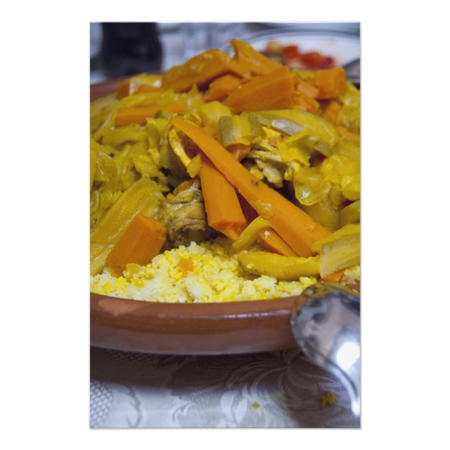 Impression Photo Maroc, Tétouan. Repas traditionnel marocain de (Devant)