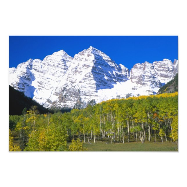 Impression Photo Maroon Bells avec forêt de trembles en automne. (Devant)