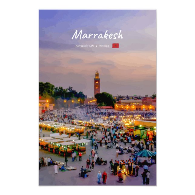 Impression Photo Marrakech, Maroc - Place Jemaa el Fnaa (Devant)