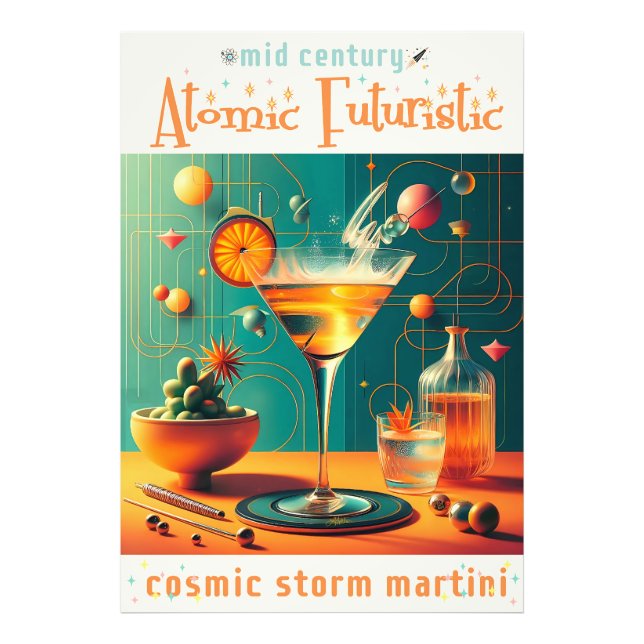 Impression Photo Martini de tempête cosmique futuriste atomique (Devant)