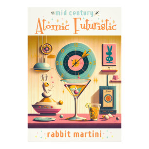 Impression Photo Martini lapin atomique Futuriste du milieu du sièc