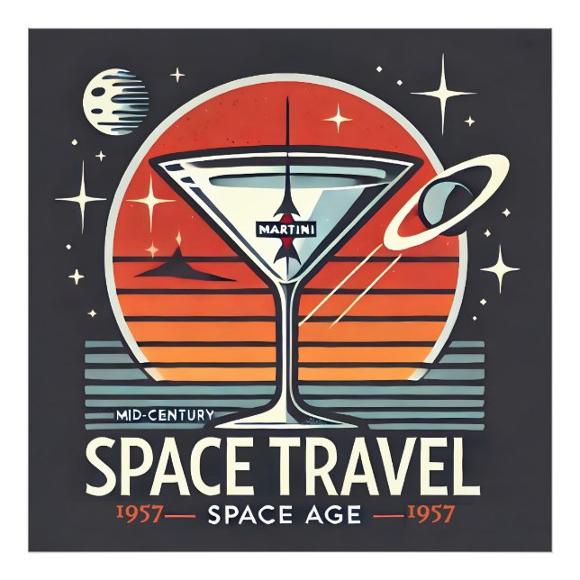 Impression Photo Martini Space Travel 1957 Space Age Logo (Devant)