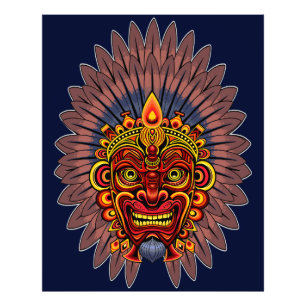 Impression Photo Masque rituel du roi guerrier tribal