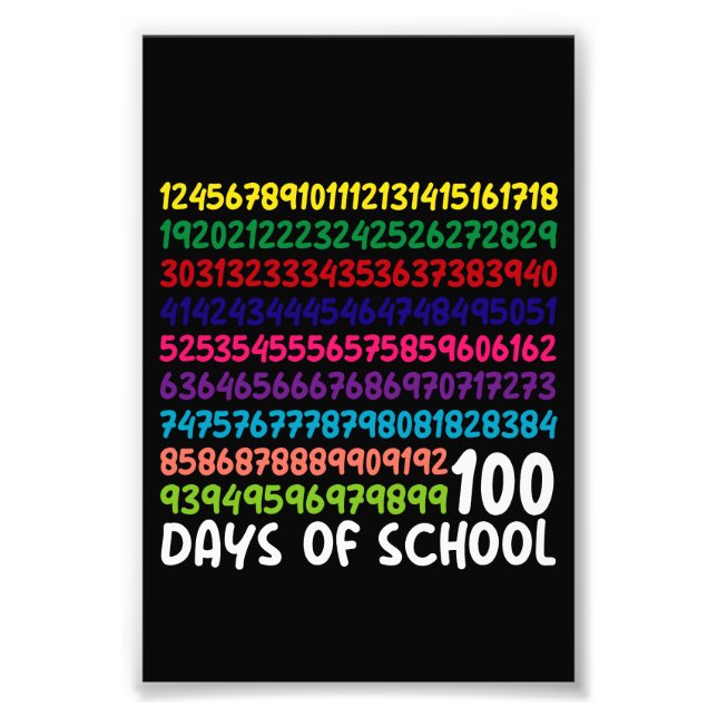 Impression Photo Math Nombres 100e Jour d'École Enseignant Enfants  (Devant)