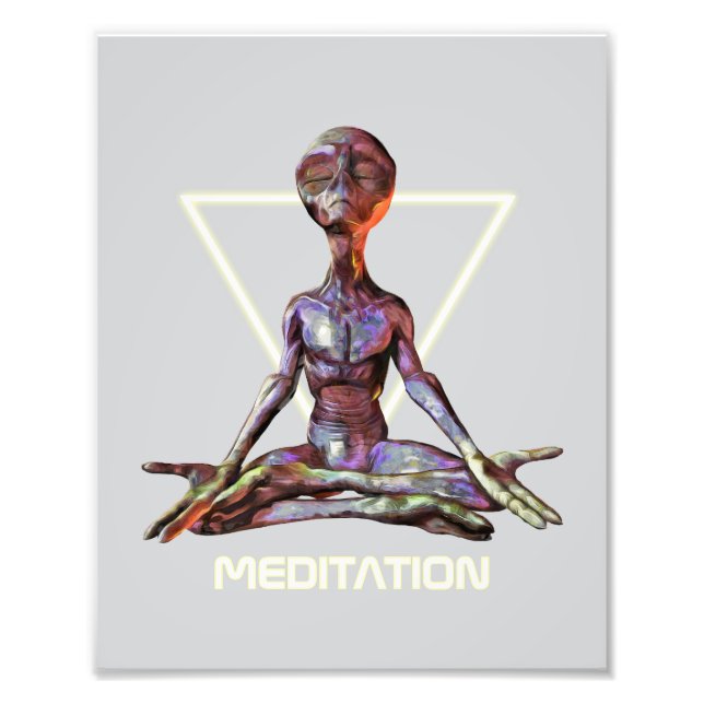 Impression Photo Méditation. Alien en pose tranquille (Devant)
