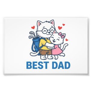 Impression Photo Meilleur Papa Golf Chat Câlin Mignon Design Vector