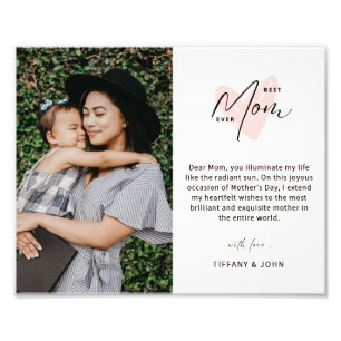 Impression Photo Meilleure Maman Jamais Rose Coeur Script mignon Me