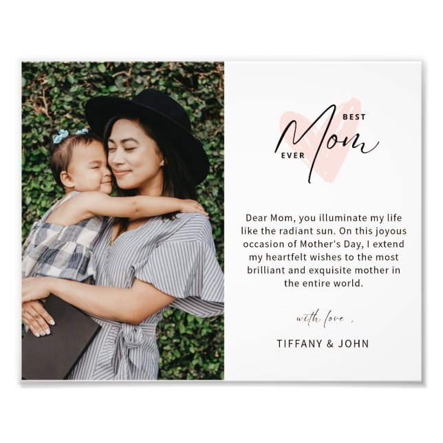 Impression Photo Meilleure Maman Jamais Rose Coeur Script mignon Me (Devant)