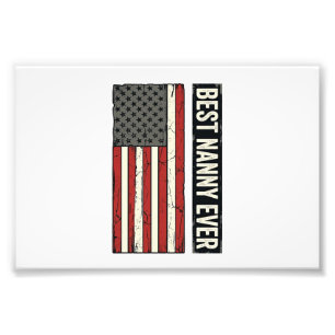 Impression Photo Meilleure Nounou Patriote Vintage Drapeau Chemise