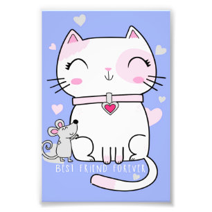 Impression Photo Meilleurs Amis Chat Et Souris, Drôle Chat Kitten C