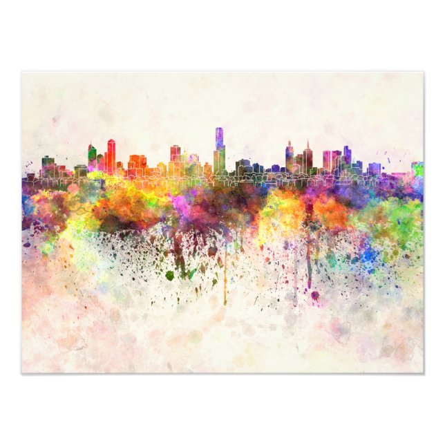 Impression Photo Melbourne skyline in background watercolor (Devant)