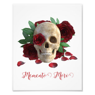 Impression Photo Memento Mori. Crâne aux roses rouges