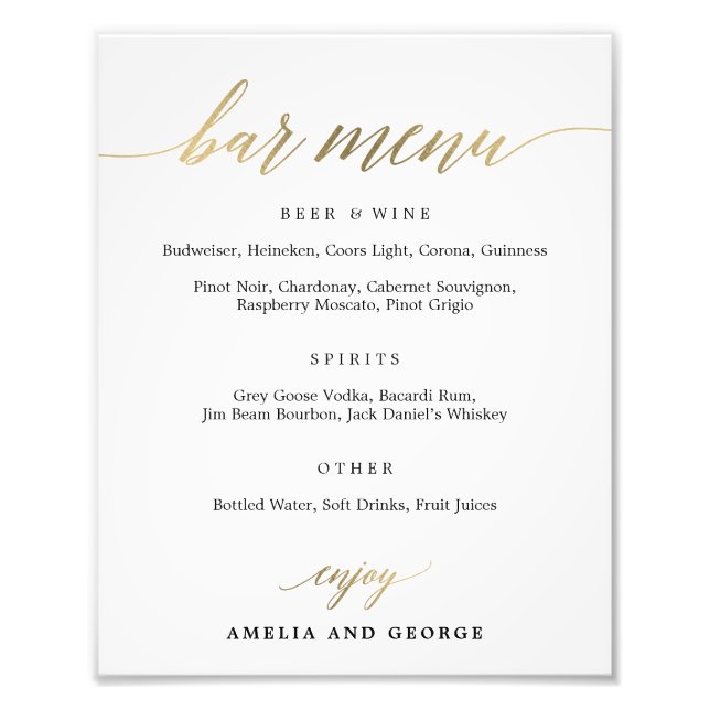 Impression Photo Menu Barre Choisissez votre taille (Devant)