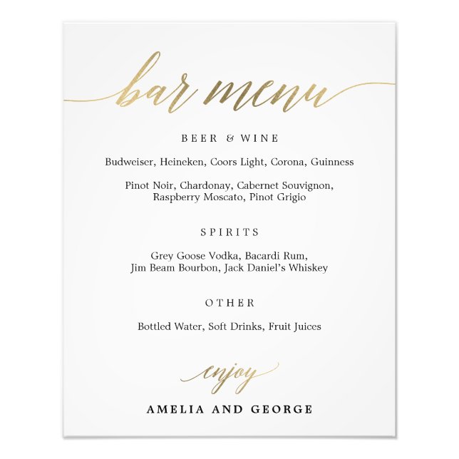 Impression Photo Menu Barre Choisissez votre taille (Devant)