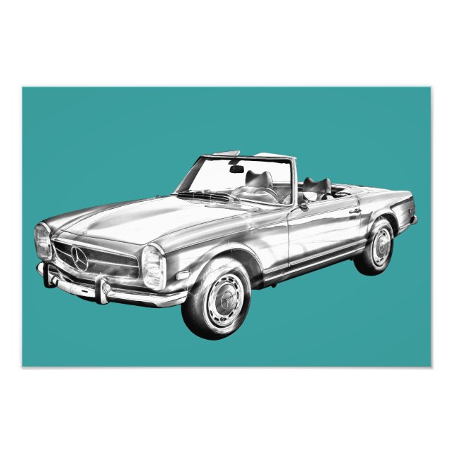Impression Photo Mercedes Benz 280 SL Illustration convertible (Devant)