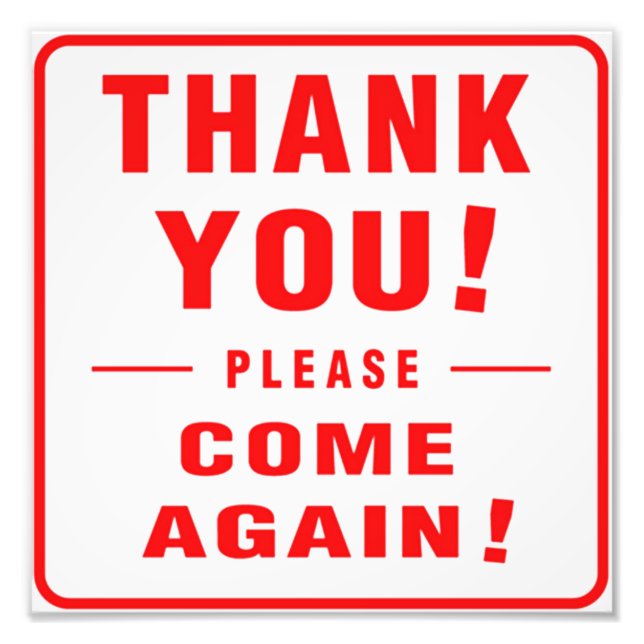Impression Photo Merci Revenez S'Il Vous Plaît (Devant)